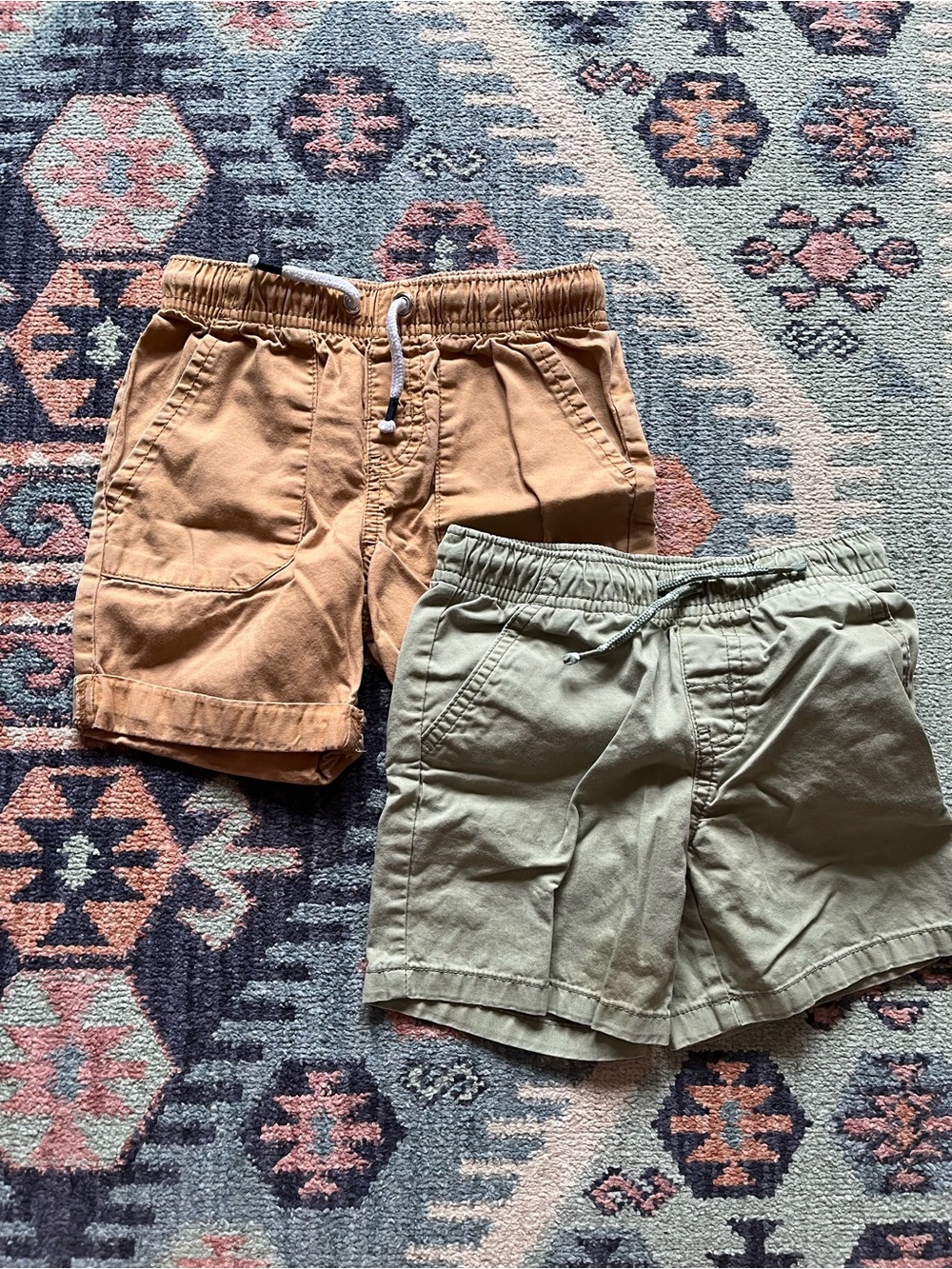3T Cat & Jack Elastic-Waist Cotton Shorts - Tan and Olive